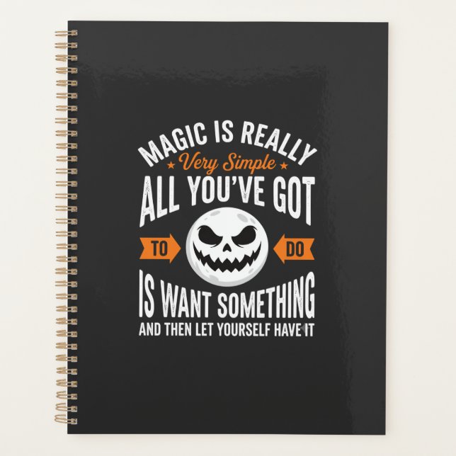 Halloween Magic Quote Pumpkin Face Design Planner (Front)