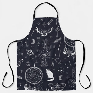 Halloween Magic: Vintage Doodle Pattern. Apron