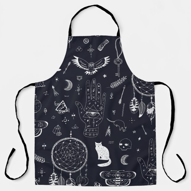 Halloween Magic: Vintage Doodle Pattern. Apron (Front)