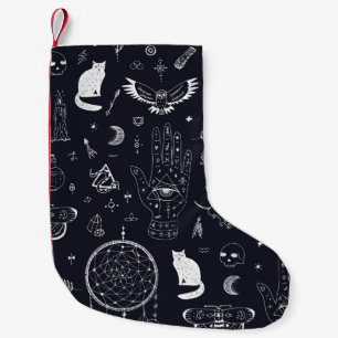 Halloween Magic: Vintage Doodle Pattern. Small Christmas Stocking