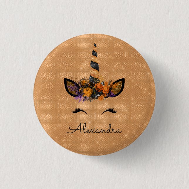 Halloween Magical Unicorn Glitter and Sparkle 3 Cm Round Badge (Front)