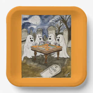 Halloween Mahjong Ghosts Paper Plate