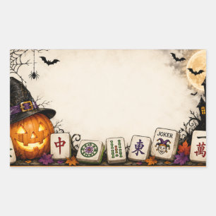 Halloween Mahjong Party Rectangular Sticker