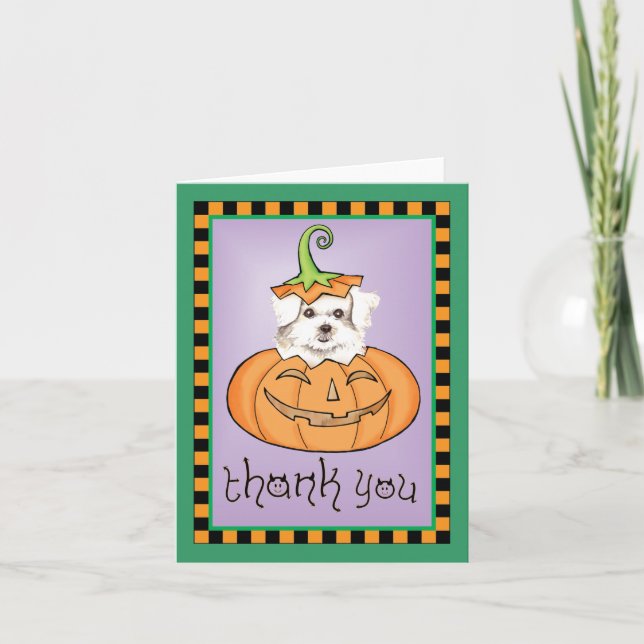 Halloween Maltese Thank You Card (Front)
