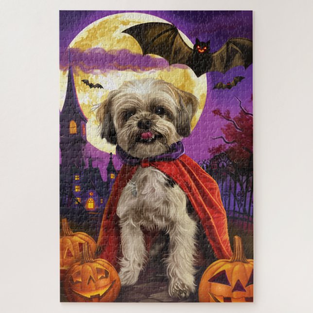Halloween Malti Tzu Vampire Pumpkins Scary  Jigsaw Puzzle (Vertical)