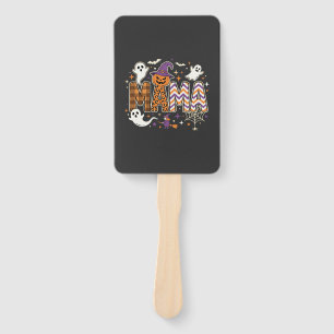Halloween Mama Ghosts Witch and Pumpkin Graphic Hand Fan