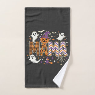 Halloween Mama Ghosts Witch and Pumpkin Graphic Hand Towel