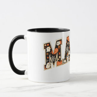 Halloween MAMA– Retro Varsity Ghost & Pumpk Mug