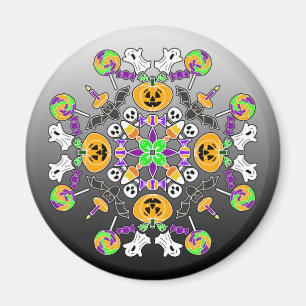 Halloween Mandala Ghosts, Pumpkins  Ornament Magnet
