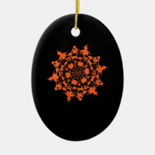 Halloween Mandala Spider Witch Ghost Skull Gift Ceramic Ornament