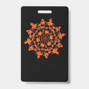 Halloween Mandala Spider Witch Ghost Skull Gift ID Badge