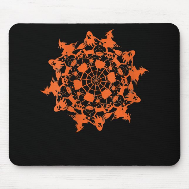 Halloween Mandala Spider Witch Ghost Skull Gift Mouse Pad (Front)