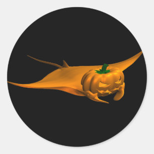 Halloween Manta Ray Classic Round Sticker