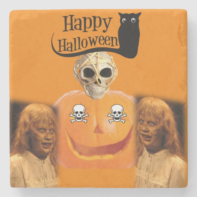Halloween Marble Stone Coaster (Front)