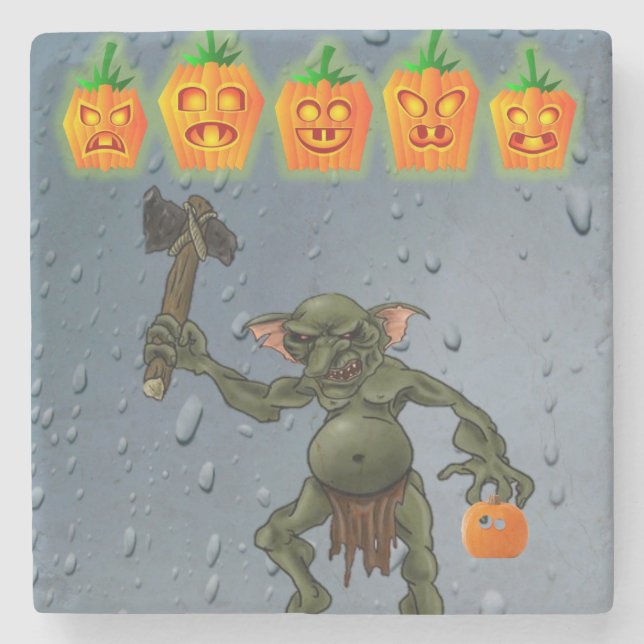 Halloween Marble Stone Coaster, Goblin Coaster (Front)