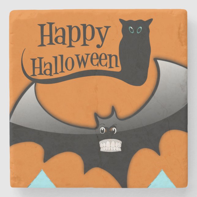 Halloween Marble Stone Coaster, Happy Halloween Coaster (Front)