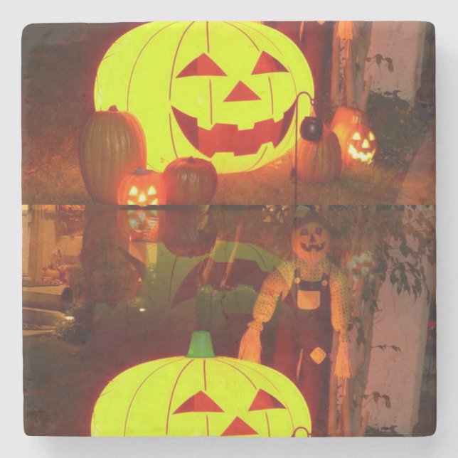Halloween Marble Stone Coaster, Scarecrow Coaster (Front)