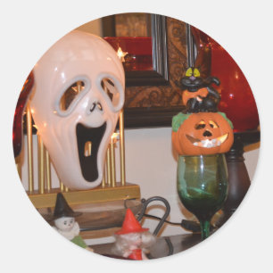 Halloween Mask and Figurines Classic Round Sticker