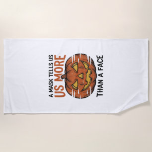 Halloween Mask Quote Vintage Pumpkin Face T-Shirt_ Beach Towel
