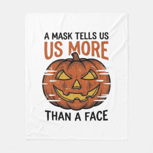 Halloween Mask Quote Vintage Pumpkin Face T-Shirt_ Fleece Blanket