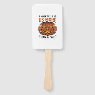 Halloween Mask Quote Vintage Pumpkin Face T-Shirt_ Hand Fan