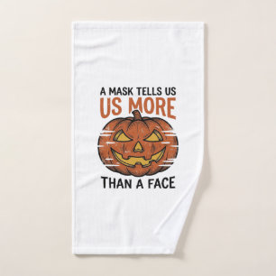 Halloween Mask Quote Vintage Pumpkin Face T-Shirt_ Hand Towel