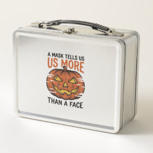 Halloween Mask Quote Vintage Pumpkin Face T-Shirt_ Metal Lunch Box