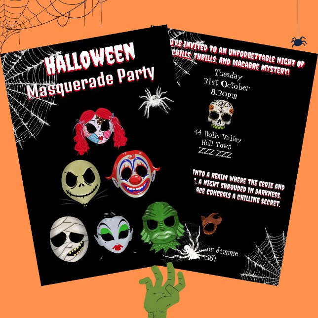 Halloween masked part disguise masquerade invitation (Creator Uploaded)