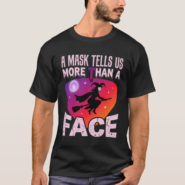 Halloween Masked Witch Moon Vector Design T-Shirt (Front)