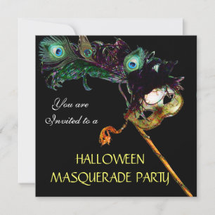HALLOWEEN MASQUERADE PARTY,Black yellow blue Invitation