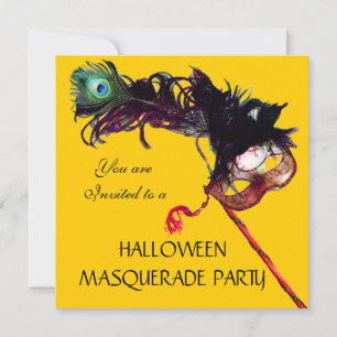 HALLOWEEN MASQUERADE PARTY,Black Yellow Invitation
