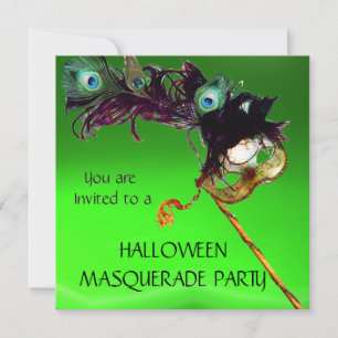 HALLOWEEN MASQUERADE PARTY Green yellow black blue Invitation