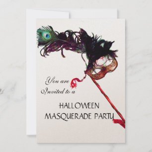 HALLOWEEN MASQUERADE PARTY,metallic champagne Invitation