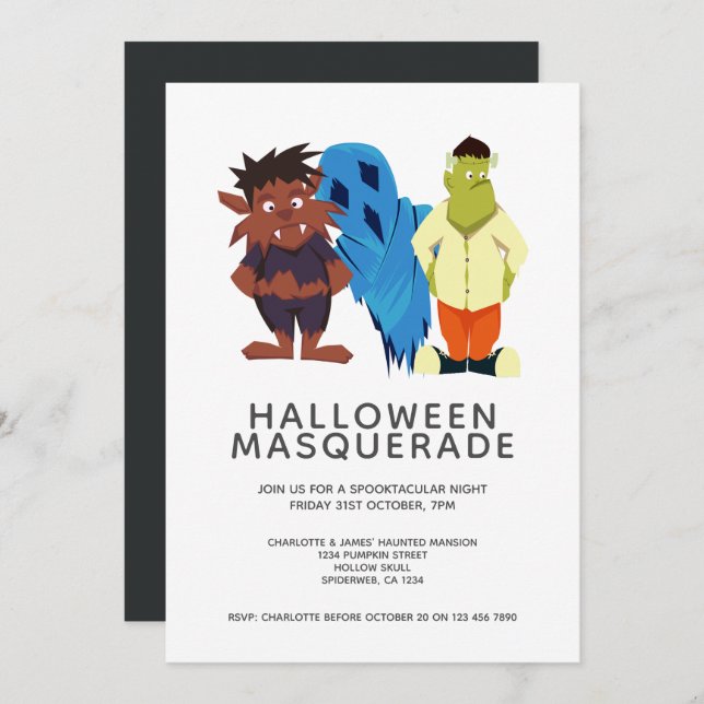 Halloween Masquerade Party Personalised Invitation (Front/Back)
