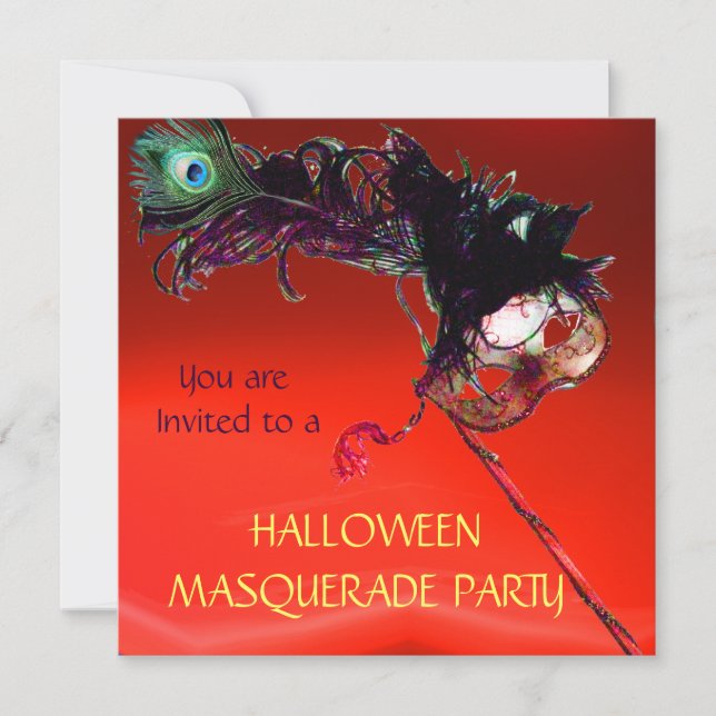 HALLOWEEN MASQUERADE PARTY, Red Invitation (Front)