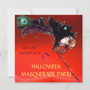 HALLOWEEN MASQUERADE PARTY, Red Invitation