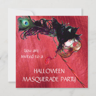 HALLOWEEN MASQUERADE PARTY, Red Yellow silk Invitation