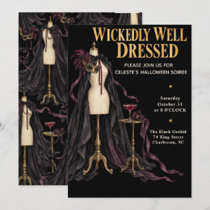 Halloween Masquerade Soirée Black Gold Invitation