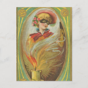 Halloween Masquerade Woman Vintage Postcard