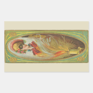 Halloween Masquerade Woman Vintage Rectangular Sticker