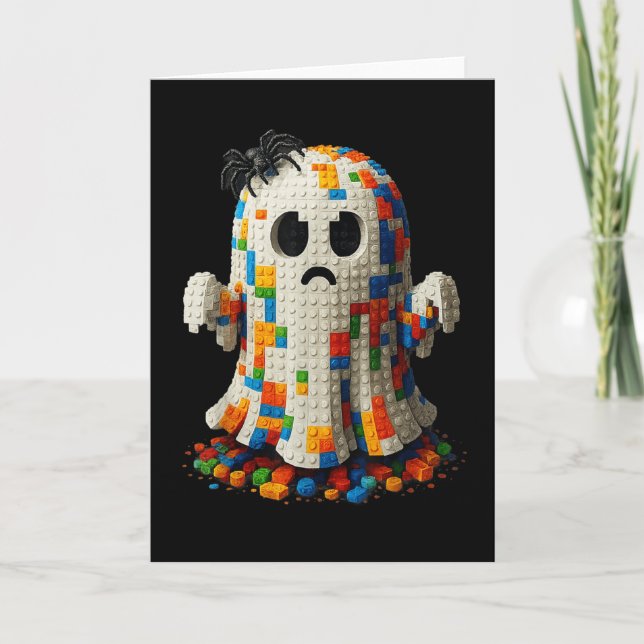 Halloween Master Builder Ghost Kids Building Block Card (Front)