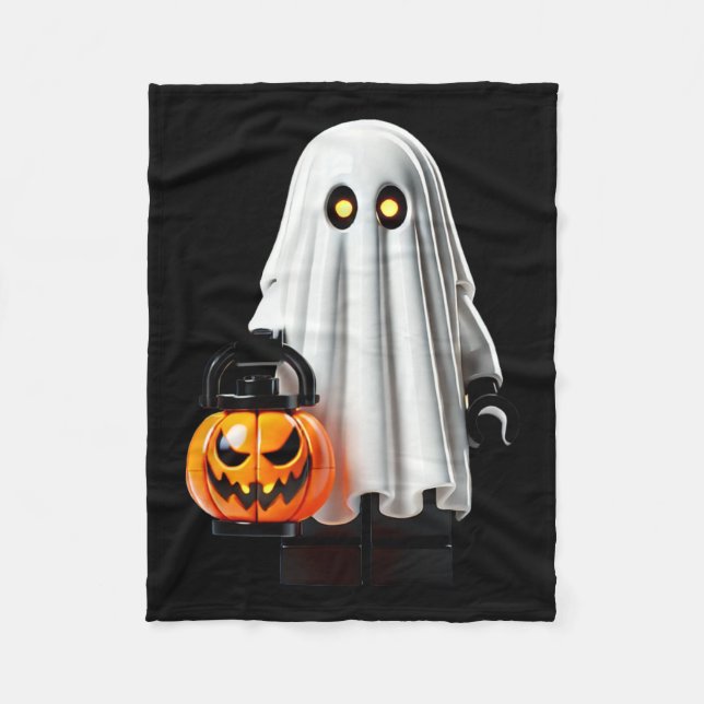Halloween Master Builder Ghost Kids Building Block Fleece Blanket (Front)