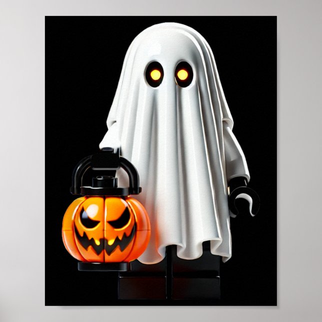 Halloween Master Builder Ghost Kids Building Block Poster (Front)