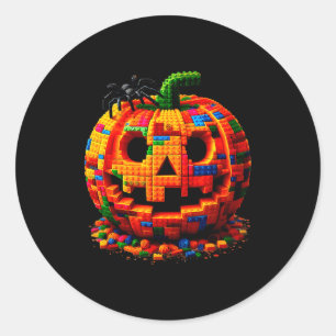 Halloween Master Builder Pumpkin Kids Building Blo Classic Round Sticker