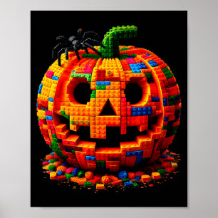 Halloween Master Builder Pumpkin Kids Building Blo Poster