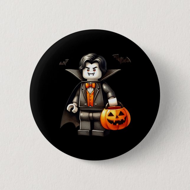 Halloween Master Builder Vampire Kids Building Blo 6 Cm Round Badge (Front)