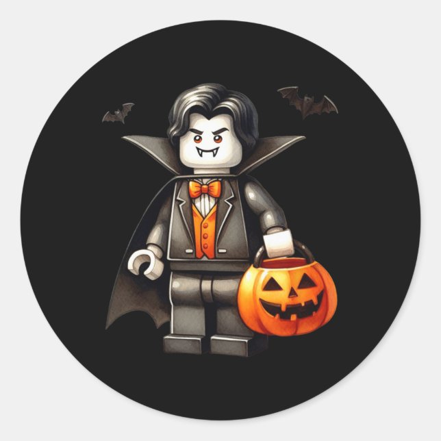 Halloween Master Builder Vampire Kids Building Blo Classic Round Sticker (Front)