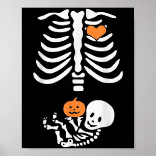 Halloween Maternity Skeleton Baby Heart Pregnancy Poster