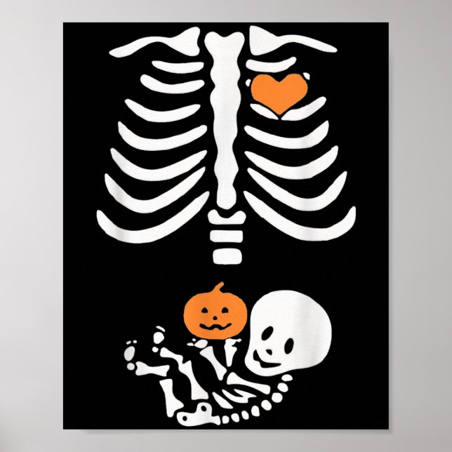 Halloween Maternity Skeleton Baby Heart Pregnancy  Poster (Front)