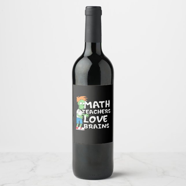 Halloween Math Teacher Love Wine Label (Front)